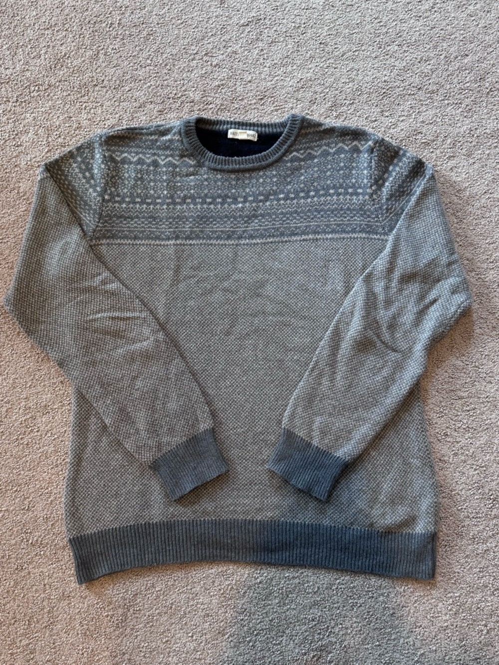 British Khaki Fair Isle Sweater Mens Medium